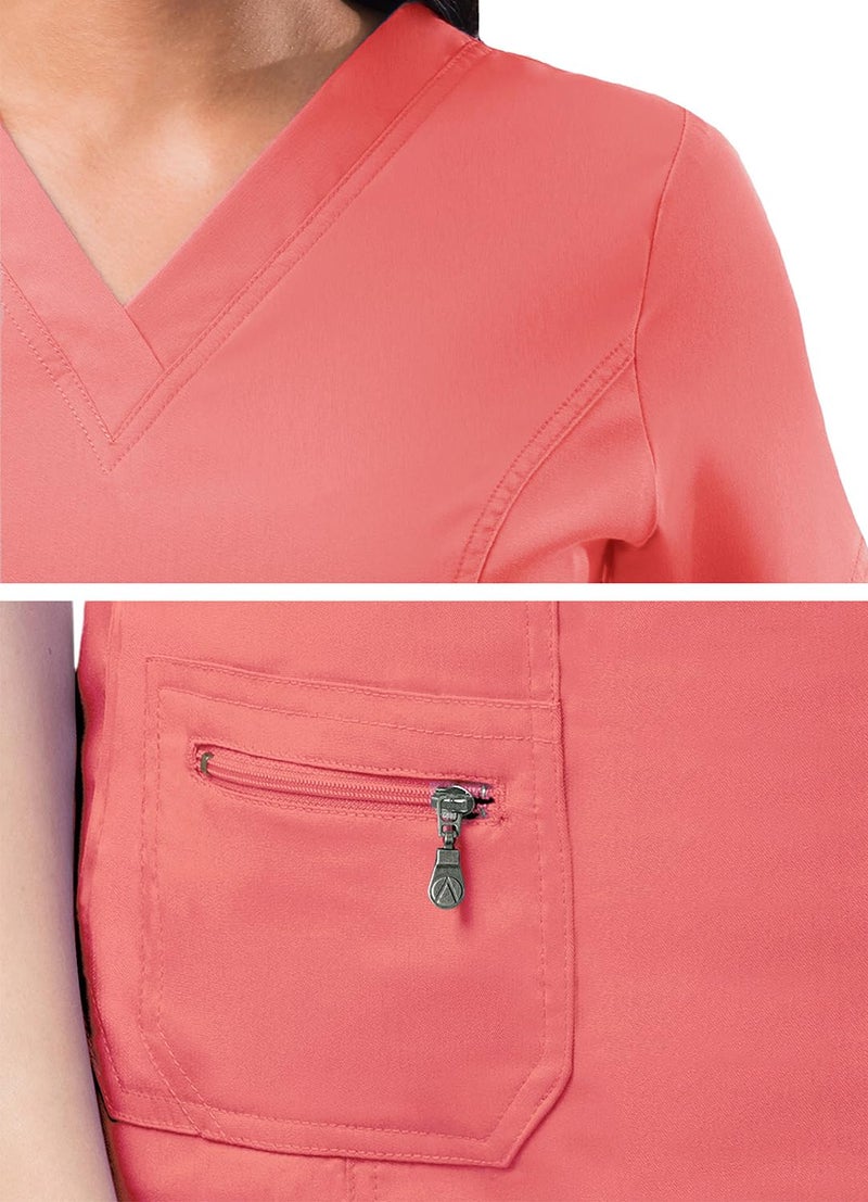 Adar Uniforms, Pro Scrubs for Women - Elevated V-Neck Scrub Top - P4212 - Rapture Rose - L - Image 4